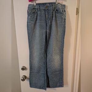 7 For All Mankind Blue Straight Leg Jeans